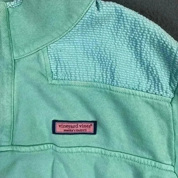 Vineyards Vines 2 button Pullover Sweatshirt Womens L Green Light Blue 0670 - Picture 2 of 8